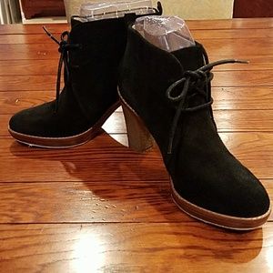 Michael Kors Rory Black Suede Ankle Laceup Boots